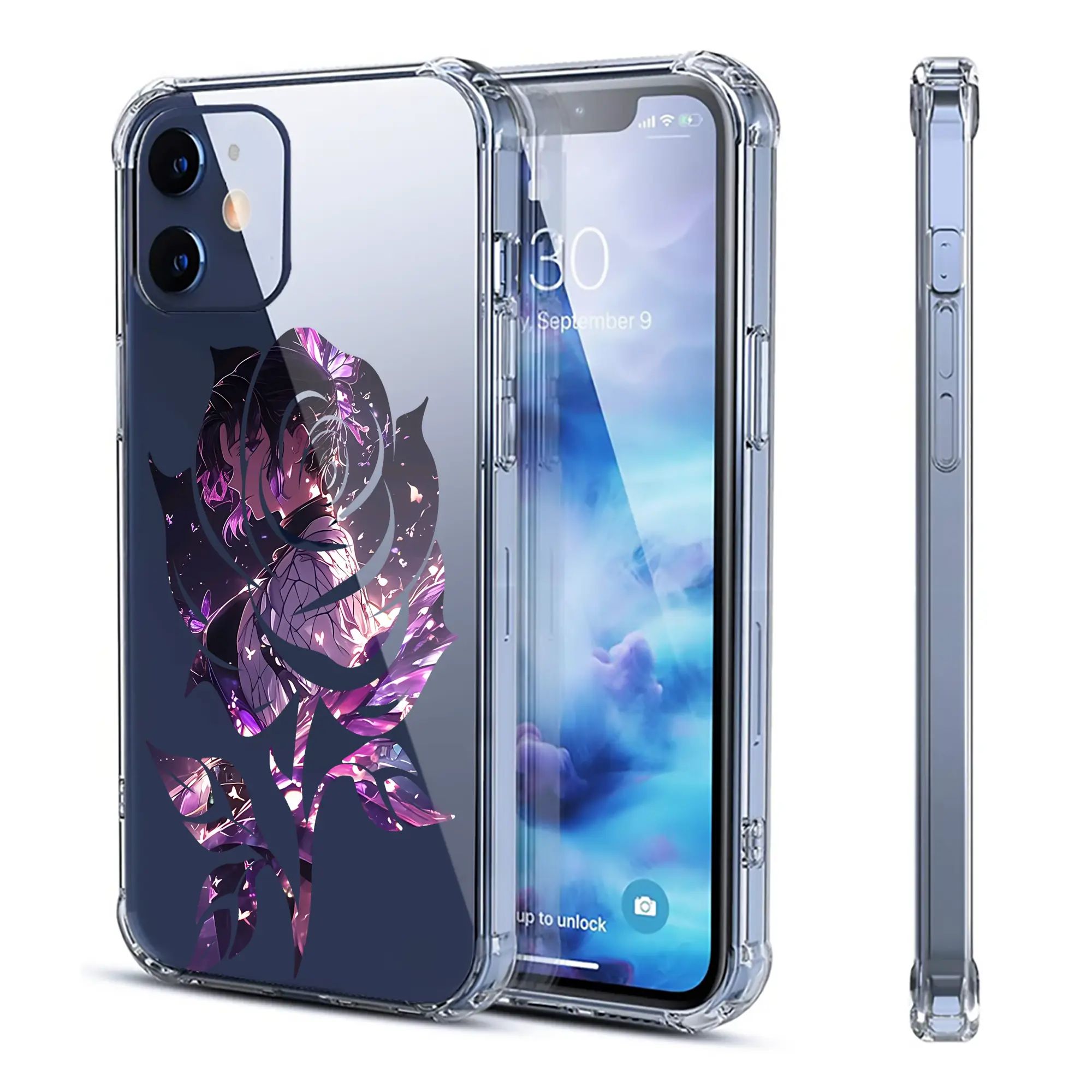 鬼滅の刃 グッズ,胡蝶 しのぶ - IPhone 12シリーズ対応 ・ 透明スマホケース ・ クリアソフトケース ・ TPU素材 ・ 耐衝撃 ・ 高密着 ・ 防汚 防指紋 ・ 簡単着脱